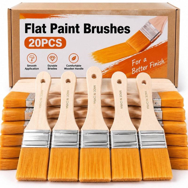Wooden Handle Flat Paint Brush - Furniture Hardware Manufacturer ulasan dan harga